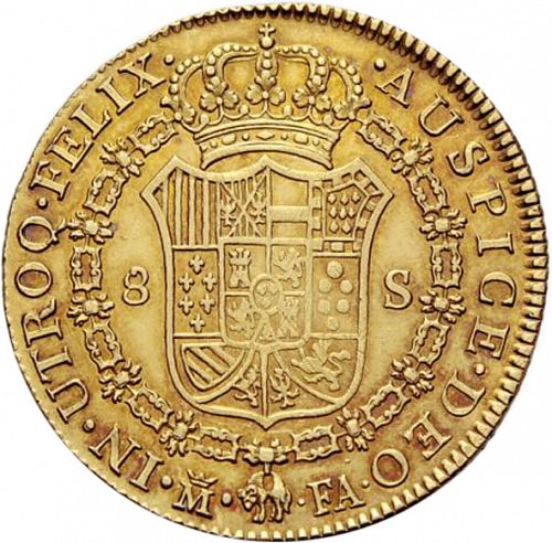 8 Escudos Reverse Image minted in SPAIN in 1803FA (1788-08  -  CARLOS IV)  - The Coin Database
