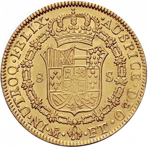 8 Escudos Reverse Image minted in SPAIN in 1803FT (1788-08  -  CARLOS IV)  - The Coin Database