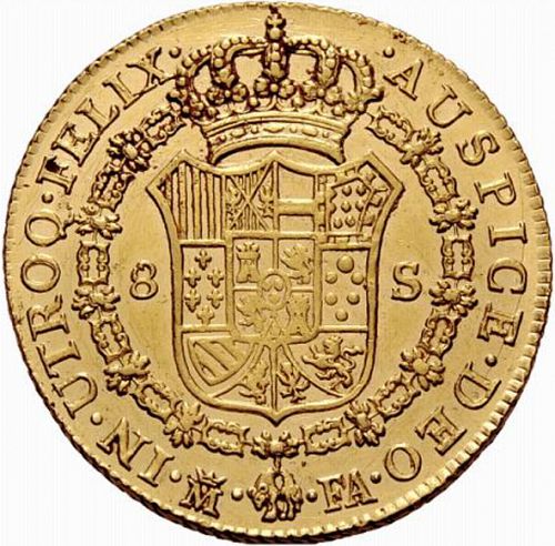 8 Escudos Reverse Image minted in SPAIN in 1805FA (1788-08  -  CARLOS IV)  - The Coin Database