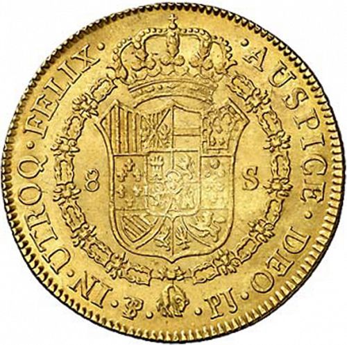 8 Escudos Reverse Image minted in SPAIN in 1805PJ (1788-08  -  CARLOS IV)  - The Coin Database