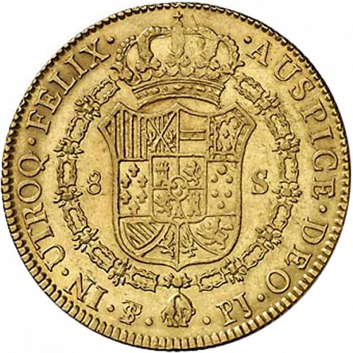 8 Escudos Reverse Image minted in SPAIN in 1807PJ (1788-08  -  CARLOS IV)  - The Coin Database