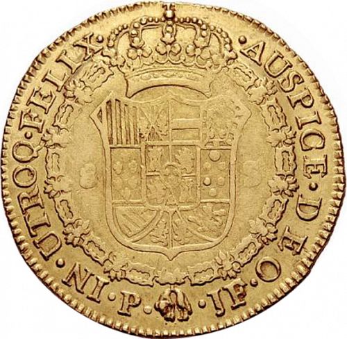 8 Escudos Reverse Image minted in SPAIN in 1808JF (1788-08  -  CARLOS IV)  - The Coin Database