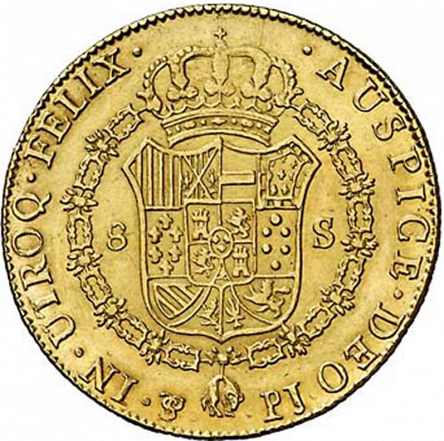 8 Escudos Reverse Image minted in SPAIN in 1808PJ (1788-08  -  CARLOS IV)  - The Coin Database