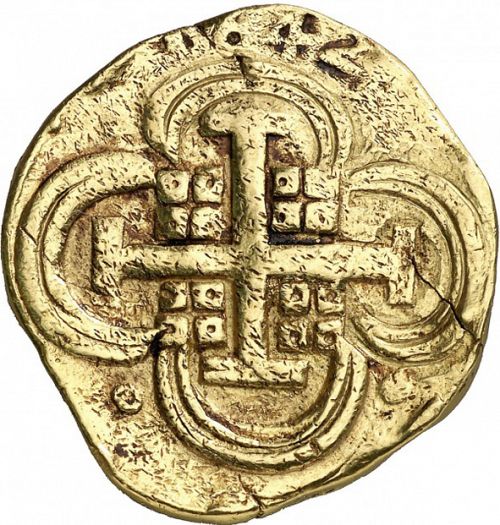 8 Escudos Reverse Image minted in SPAIN in 1642R (1621-65  -  FELIPE IV)  - The Coin Database