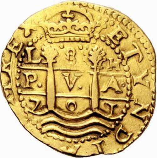 8 Escudos Obverse Image minted in SPAIN in 1701H (1700-46  -  FELIPE V)  - The Coin Database