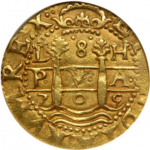 8 Escudos Obverse Image minted in SPAIN in 1709H (1700-46  -  FELIPE V)  - The Coin Database