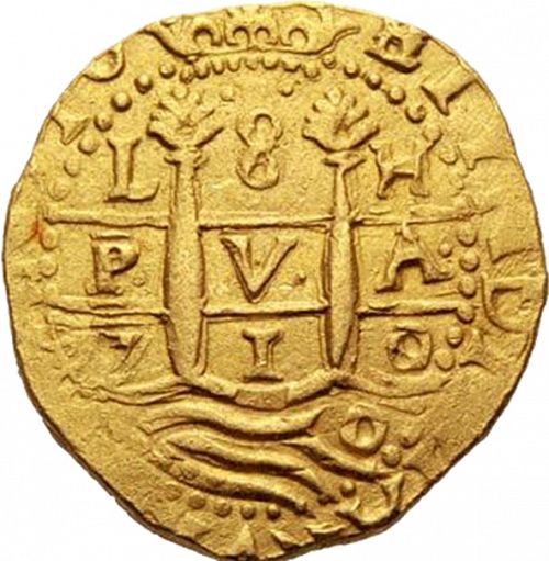 8 Escudos Obverse Image minted in SPAIN in 1710H (1700-46  -  FELIPE V)  - The Coin Database
