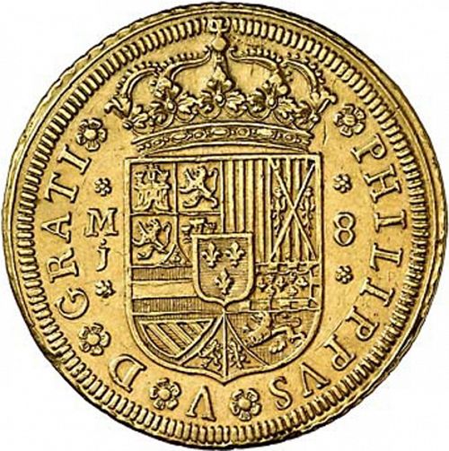 8 Escudos Obverse Image minted in SPAIN in 1710J (1700-46  -  FELIPE V)  - The Coin Database