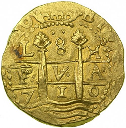 8 Escudos Obverse Image minted in SPAIN in 1710M (1700-46  -  FELIPE V)  - The Coin Database