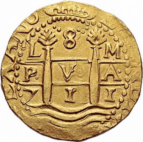 8 Escudos Obverse Image minted in SPAIN in 1711M (1700-46  -  FELIPE V)  - The Coin Database