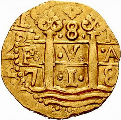 8 Escudos Obverse Image minted in SPAIN in 1718M (1700-46  -  FELIPE V)  - The Coin Database