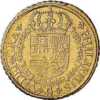 8 Escudos Obverse Image minted in SPAIN in 1721J (1700-46  -  FELIPE V)  - The Coin Database