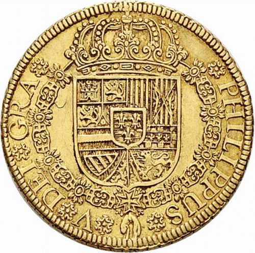 8 Escudos Obverse Image minted in SPAIN in 1725JJ (1700-46  -  FELIPE V)  - The Coin Database