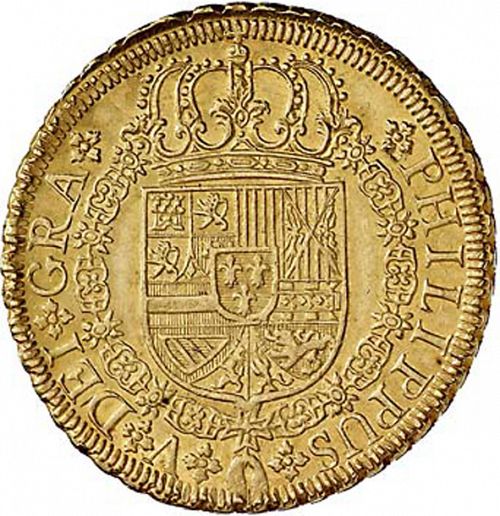 8 Escudos Obverse Image minted in SPAIN in 1729P (1700-46  -  FELIPE V)  - The Coin Database