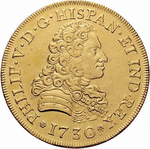 8 Escudos Obverse Image minted in SPAIN in 1730JJ (1700-46  -  FELIPE V)  - The Coin Database