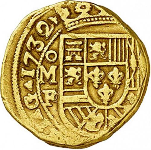 8 Escudos Obverse Image minted in SPAIN in 1732F (1700-46  -  FELIPE V)  - The Coin Database