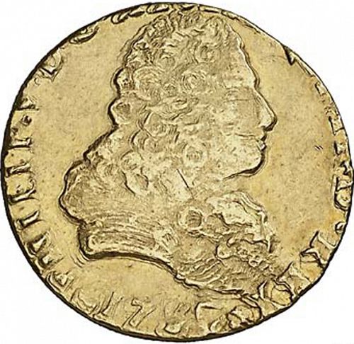 8 Escudos Obverse Image minted in SPAIN in 1735J (1700-46  -  FELIPE V)  - The Coin Database