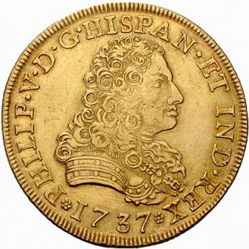 8 Escudos Obverse Image minted in SPAIN in 1737MF (1700-46  -  FELIPE V)  - The Coin Database
