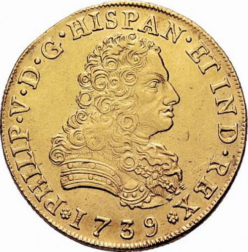 8 Escudos Obverse Image minted in SPAIN in 1739MF (1700-46  -  FELIPE V)  - The Coin Database