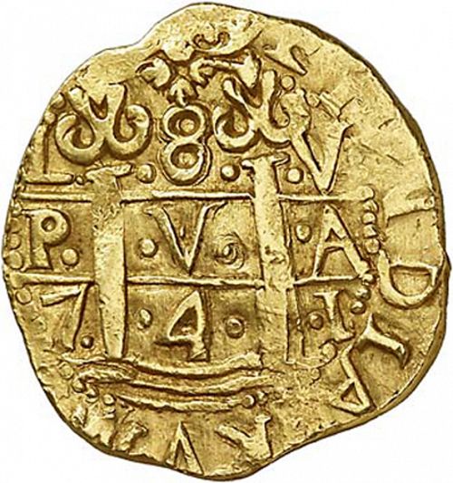 8 Escudos Obverse Image minted in SPAIN in 1741V (1700-46  -  FELIPE V)  - The Coin Database