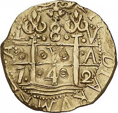 8 Escudos Obverse Image minted in SPAIN in 1742V (1700-46  -  FELIPE V)  - The Coin Database