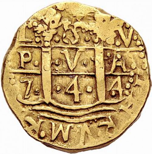 8 Escudos Obverse Image minted in SPAIN in 1744V (1700-46  -  FELIPE V)  - The Coin Database