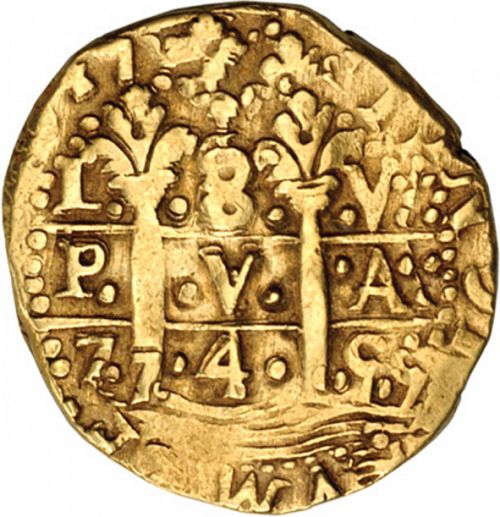 8 Escudos Obverse Image minted in SPAIN in 1745V (1700-46  -  FELIPE V)  - The Coin Database