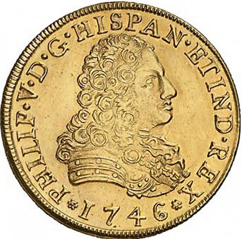 8 Escudos Obverse Image minted in SPAIN in 1746MF (1700-46  -  FELIPE V)  - The Coin Database
