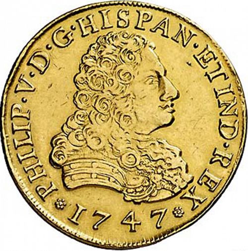 8 Escudos Obverse Image minted in SPAIN in 1747MF (1700-46  -  FELIPE V)  - The Coin Database