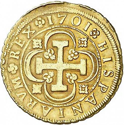 8 Escudos Reverse Image minted in SPAIN in 1701M (1700-46  -  FELIPE V)  - The Coin Database