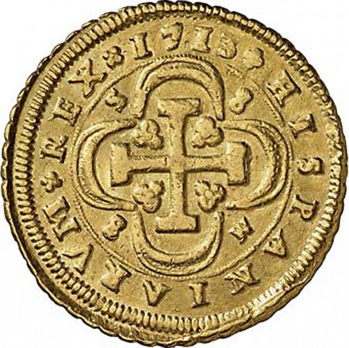 8 Escudos Reverse Image minted in SPAIN in 1713M (1700-46  -  FELIPE V)  - The Coin Database