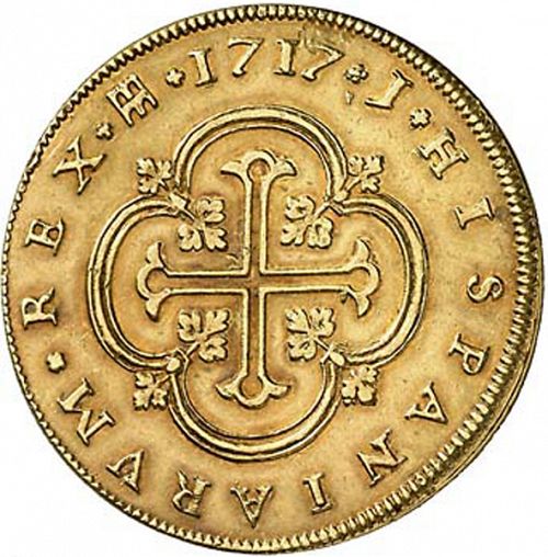 8 Escudos Reverse Image minted in SPAIN in 1717J (1700-46  -  FELIPE V)  - The Coin Database
