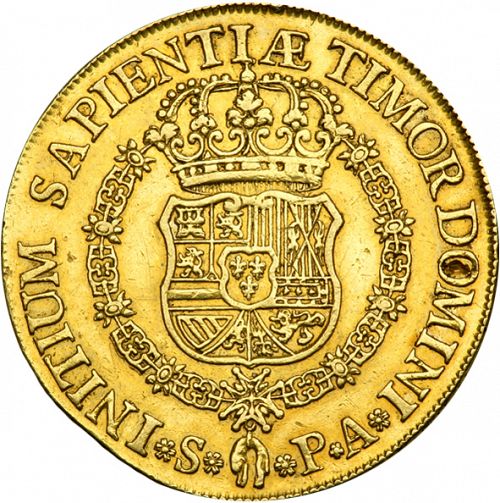 8 Escudos Reverse Image minted in SPAIN in 1731PA (1700-46  -  FELIPE V)  - The Coin Database