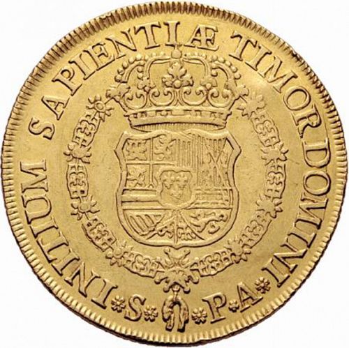 8 Escudos Reverse Image minted in SPAIN in 1732PA (1700-46  -  FELIPE V)  - The Coin Database