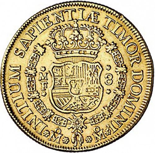 8 Escudos Reverse Image minted in SPAIN in 1735MF (1700-46  -  FELIPE V)  - The Coin Database