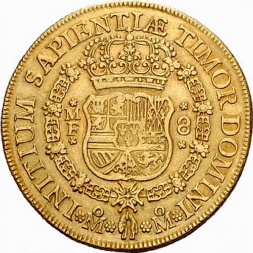 8 Escudos Reverse Image minted in SPAIN in 1737MF (1700-46  -  FELIPE V)  - The Coin Database
