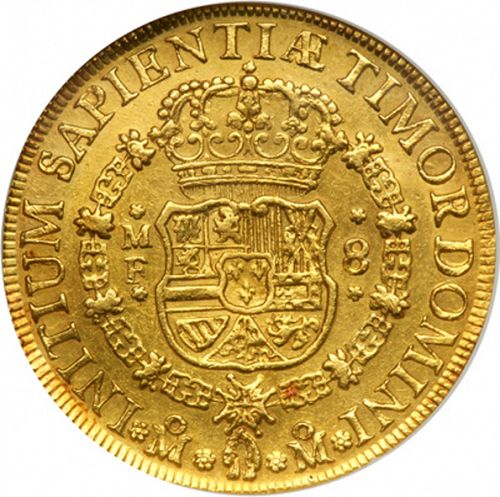 8 Escudos Reverse Image minted in SPAIN in 1738MF (1700-46  -  FELIPE V)  - The Coin Database