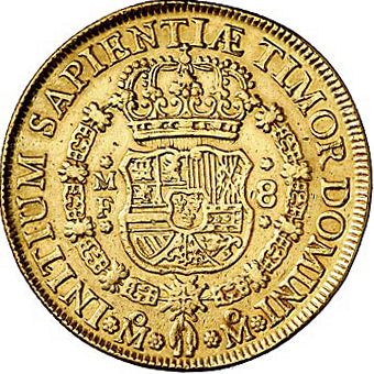 8 Escudos Reverse Image minted in SPAIN in 1740MF (1700-46  -  FELIPE V)  - The Coin Database
