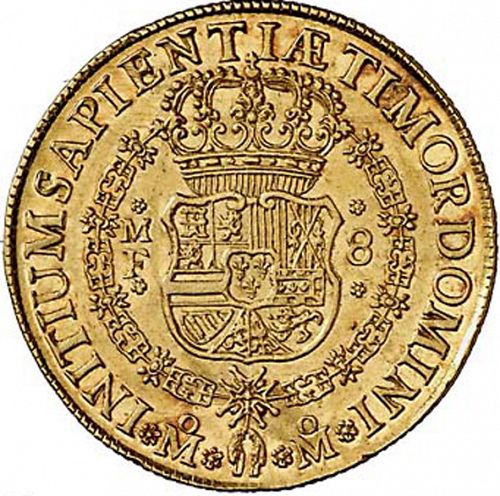 8 Escudos Reverse Image minted in SPAIN in 1744MF (1700-46  -  FELIPE V)  - The Coin Database