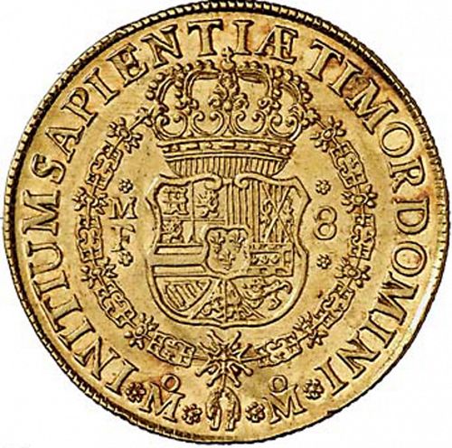8 Escudos Reverse Image minted in SPAIN in 1744MF (1700-46  -  FELIPE V)  - The Coin Database