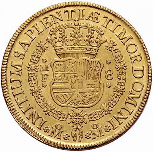 8 Escudos Reverse Image minted in SPAIN in 1745MF (1700-46  -  FELIPE V)  - The Coin Database