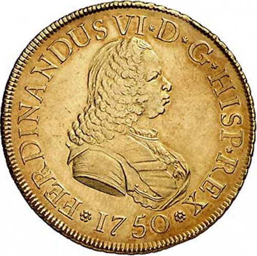 8 Escudos Obverse Image minted in SPAIN in 1750JB (1746-59  -  FERNANDO VI)  - The Coin Database