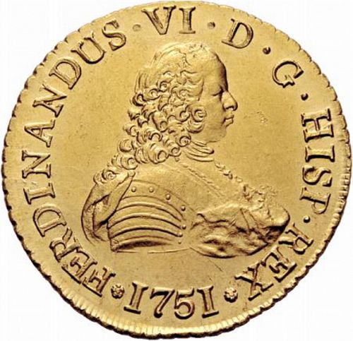 8 Escudos Obverse Image minted in SPAIN in 1751J (1746-59  -  FERNANDO VI)  - The Coin Database