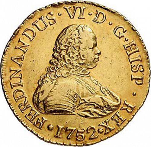 8 Escudos Obverse Image minted in SPAIN in 1752J (1746-59  -  FERNANDO VI)  - The Coin Database