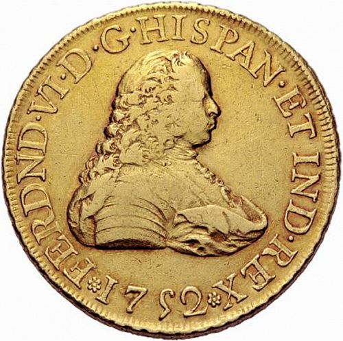 8 Escudos Obverse Image minted in SPAIN in 1752MF (1746-59  -  FERNANDO VI)  - The Coin Database