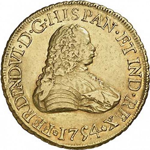 8 Escudos Obverse Image minted in SPAIN in 1754J (1746-59  -  FERNANDO VI)  - The Coin Database