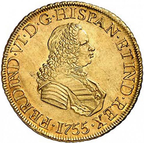 8 Escudos Obverse Image minted in SPAIN in 1755JM (1746-59  -  FERNANDO VI)  - The Coin Database