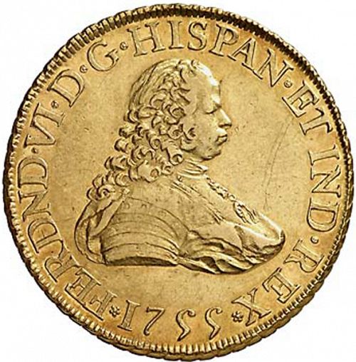 8 Escudos Obverse Image minted in SPAIN in 1755MM (1746-59  -  FERNANDO VI)  - The Coin Database