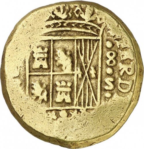 8 Escudos Obverse Image minted in SPAIN in 1756S (1746-59  -  FERNANDO VI)  - The Coin Database