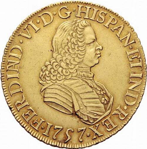 8 Escudos Obverse Image minted in SPAIN in 1757MM (1746-59  -  FERNANDO VI)  - The Coin Database